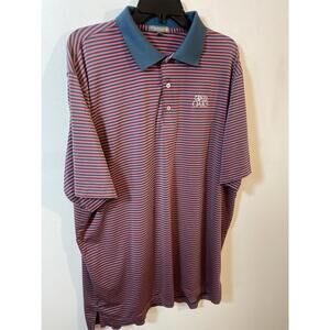 Peter Millar Summer Comfort Men’s Polo Golf Sz XXL Red Striped Crown Golf ExCon